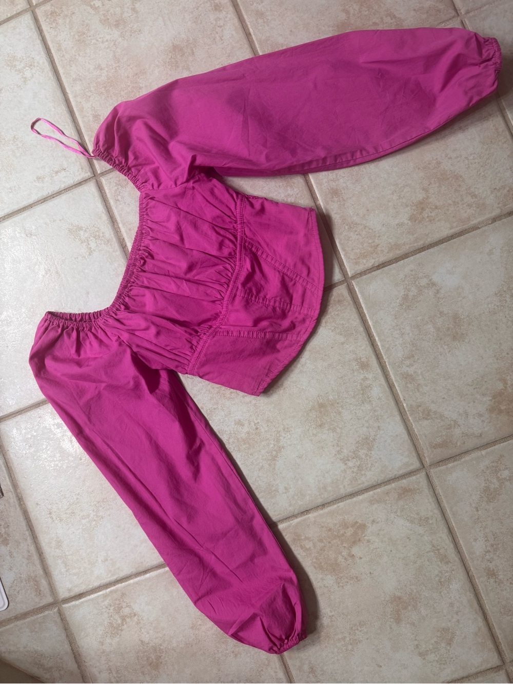 Japna Hot Pink Off-Shoulder Peasant Top